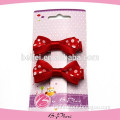 Wholesales red silk folded dot printed tie hair clip for kids